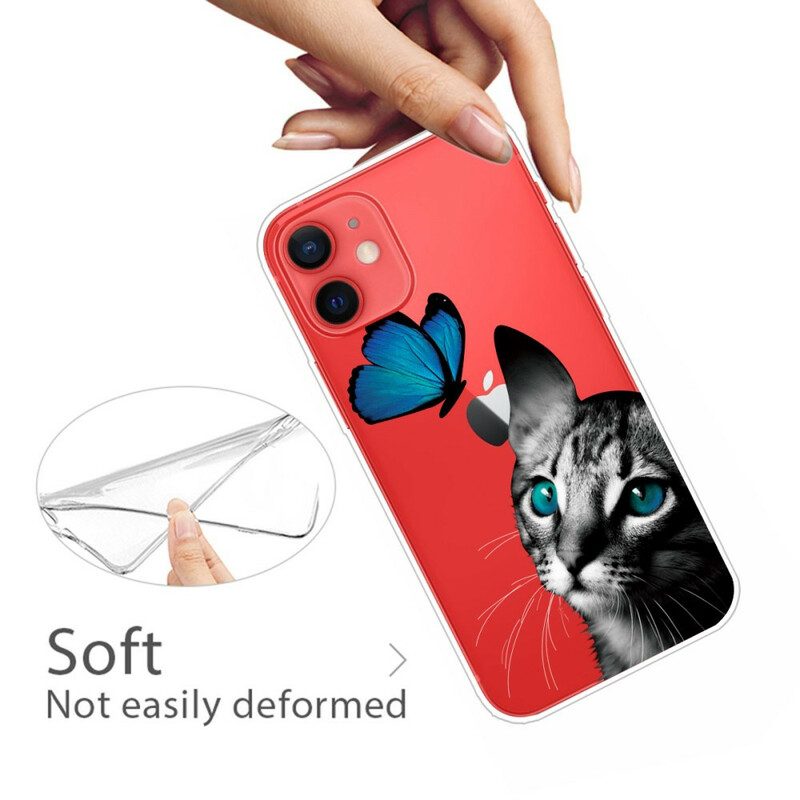 Cover iPhone 13 Mini Gatto E Farfalla