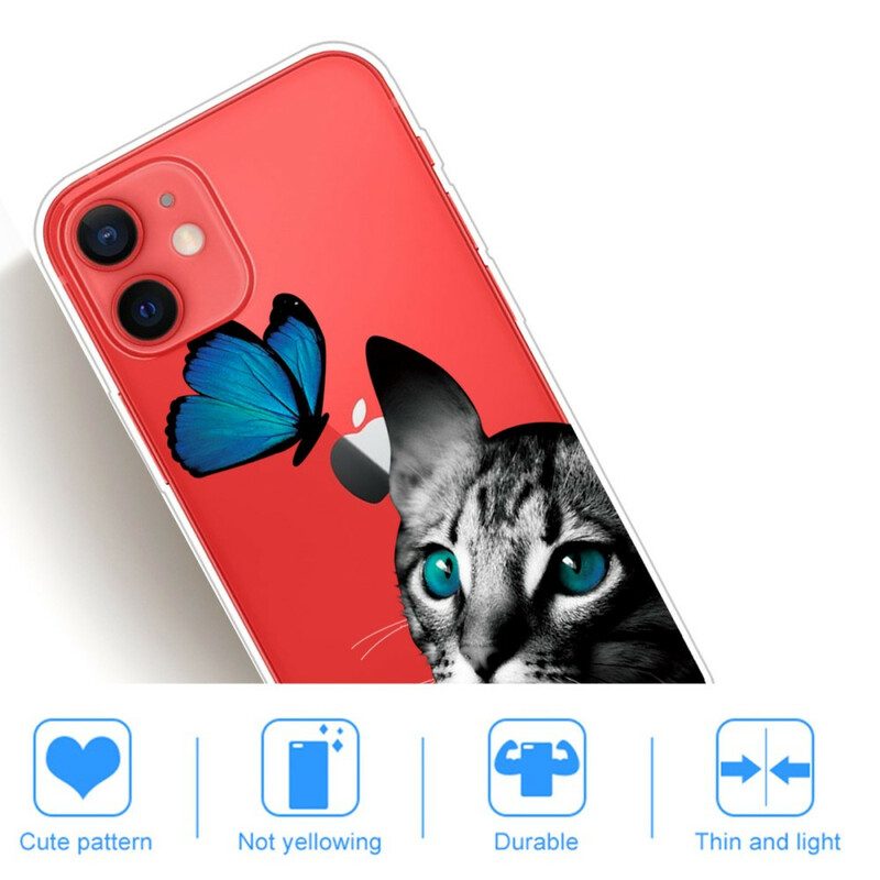 Cover iPhone 13 Mini Gatto E Farfalla