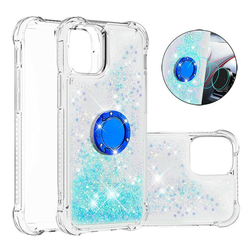 Cover iPhone 13 Mini Paillettes Con Supporto Ad Anello