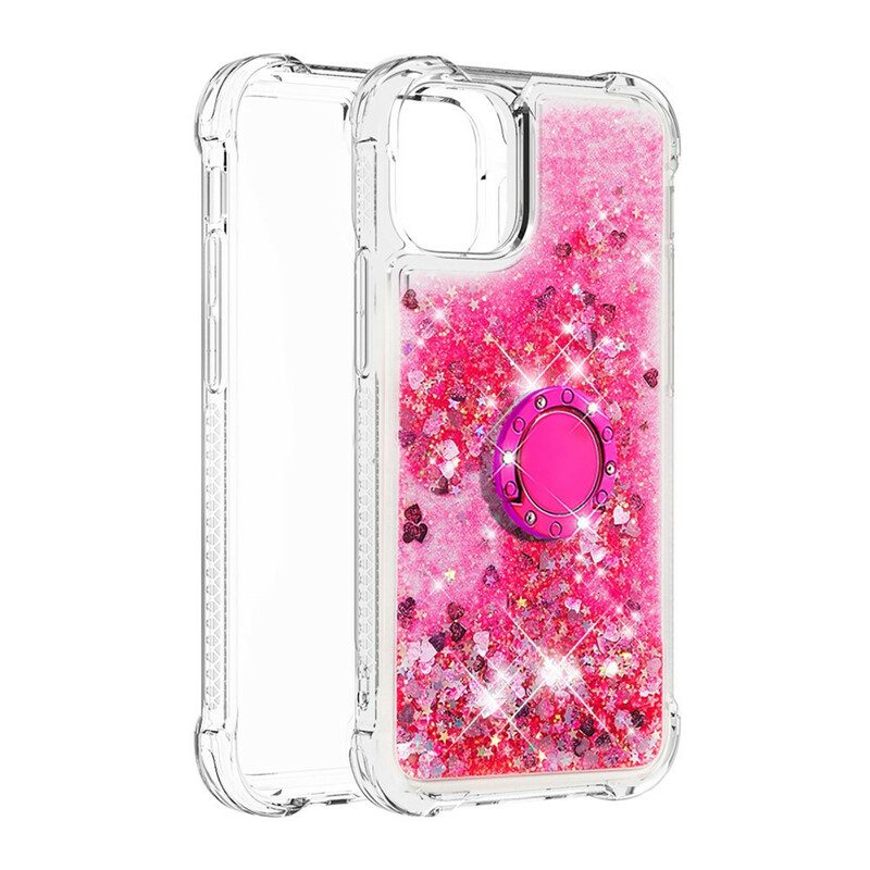 Cover iPhone 13 Mini Paillettes Con Supporto Ad Anello