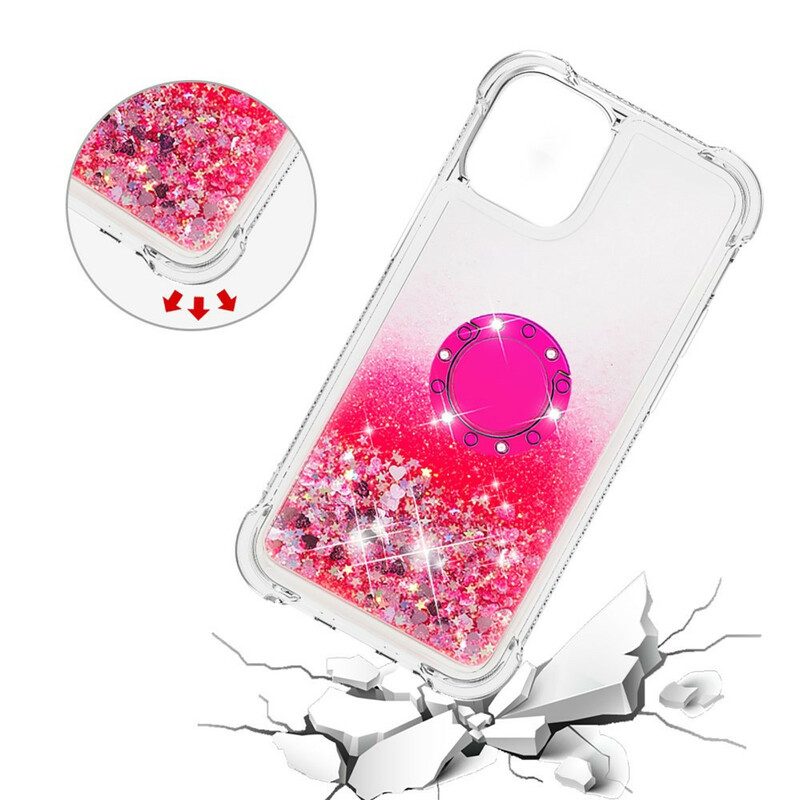 Cover iPhone 13 Mini Paillettes Con Supporto Ad Anello