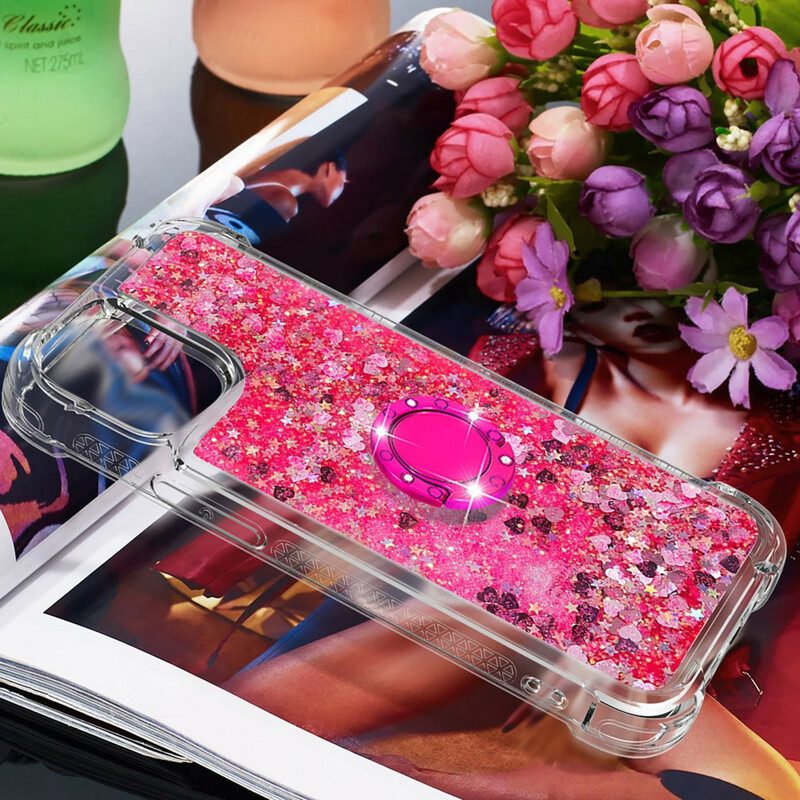 Cover iPhone 13 Mini Paillettes Con Supporto Ad Anello