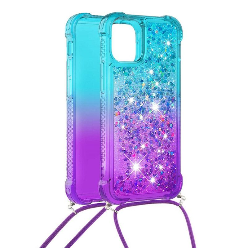 Cover iPhone 13 Mini Paillettes E Cordoncino In Silicone