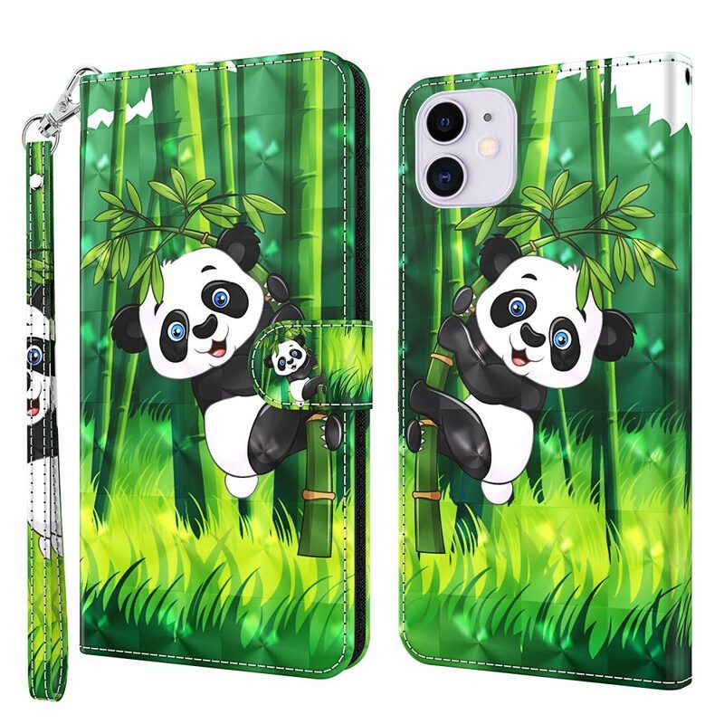 Custodia A Portafoglio iPhone 13 Mini Panda E Bambù