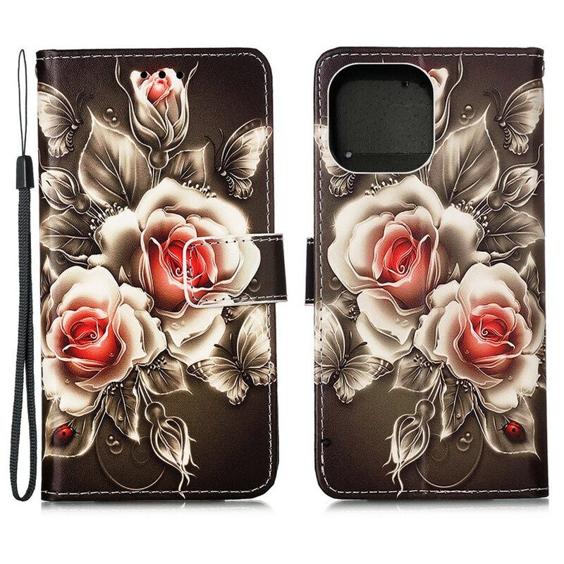 Custodia A Portafoglio iPhone 13 Mini Rose D'oro