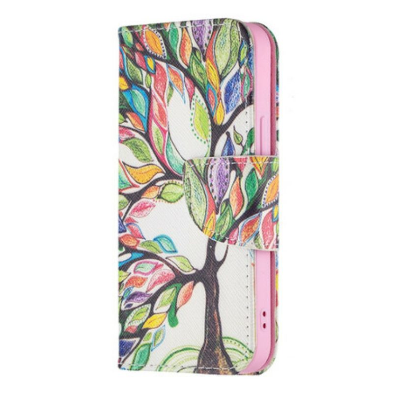 Custodia in pelle iPhone 13 Mini Albero Colorato