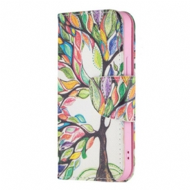 Custodia in pelle iPhone 13 Mini Albero Colorato