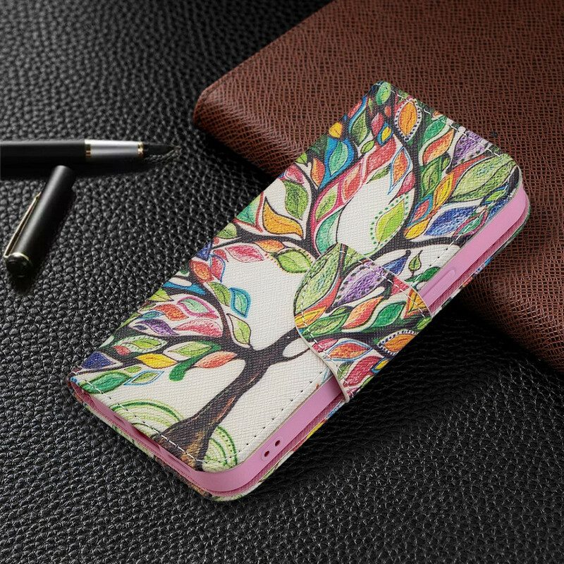 Custodia in pelle iPhone 13 Mini Albero Colorato