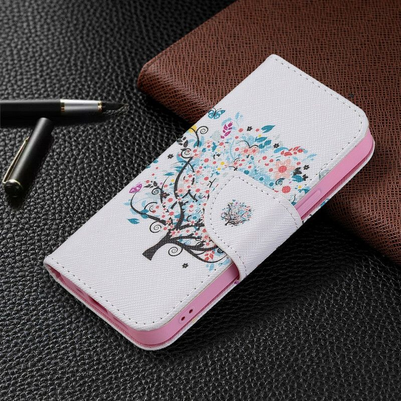 Custodia in pelle iPhone 13 Mini Albero Fiorito