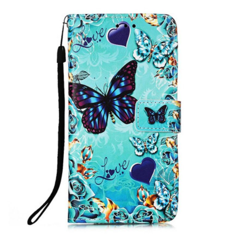 Custodia in pelle iPhone 13 Mini Amo Le Farfalle Strappy