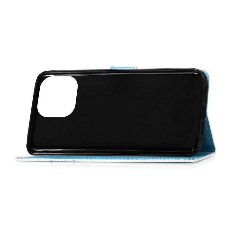 Custodia in pelle iPhone 13 Mini Amo Le Farfalle Strappy