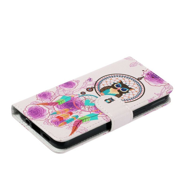 Custodia in pelle iPhone 13 Mini Civetta Gufo Mandala