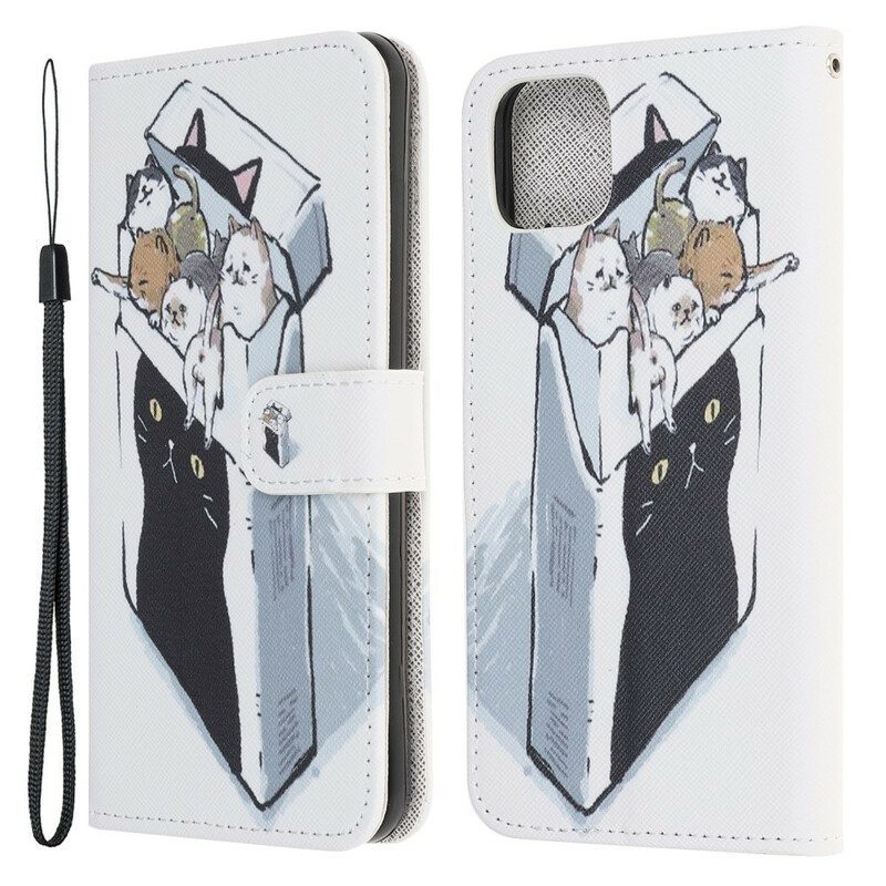 Custodia in pelle iPhone 13 Mini Consegna Gatti Con Perizoma