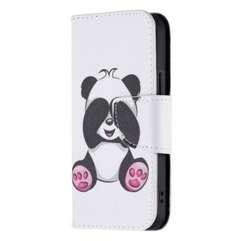 Custodia in pelle iPhone 13 Mini Divertimento Panda