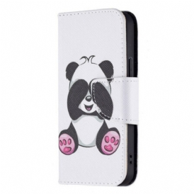 Custodia in pelle iPhone 13 Mini Divertimento Panda