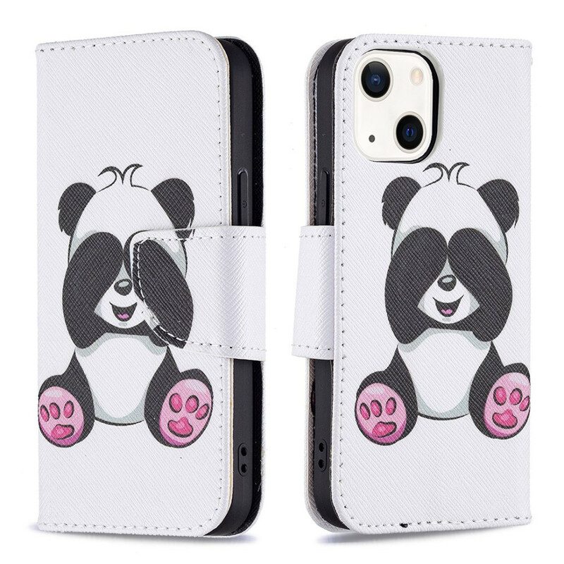 Custodia in pelle iPhone 13 Mini Divertimento Panda