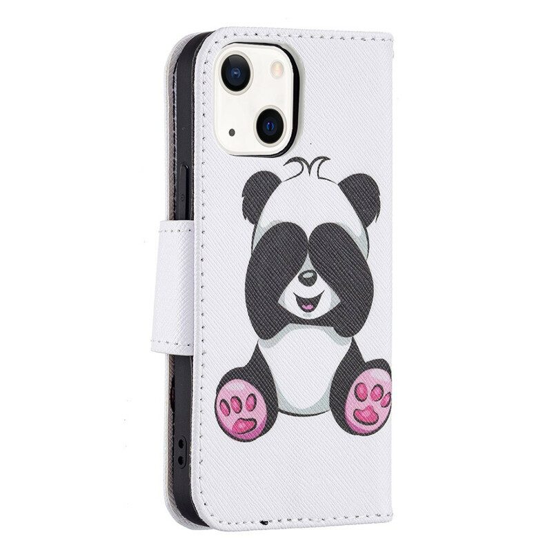 Custodia in pelle iPhone 13 Mini Divertimento Panda