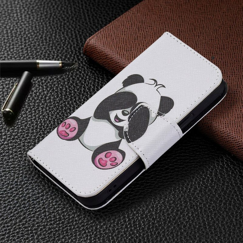 Custodia in pelle iPhone 13 Mini Divertimento Panda