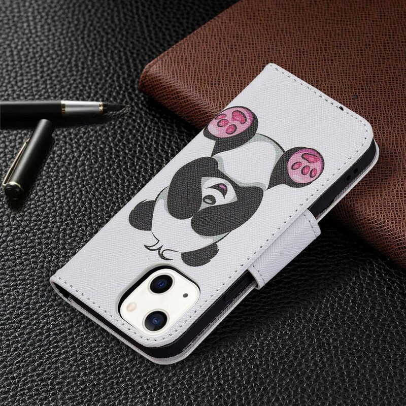 Custodia in pelle iPhone 13 Mini Divertimento Panda