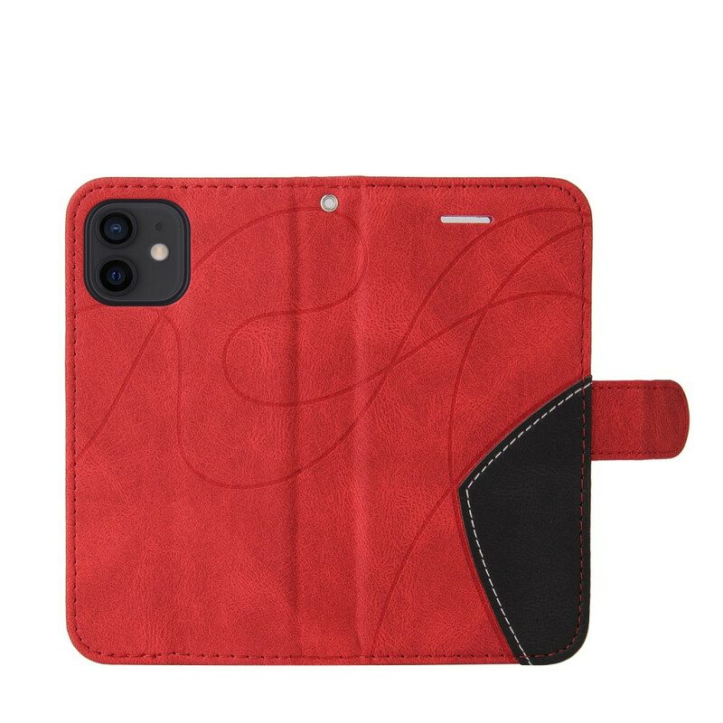 Custodia in pelle iPhone 13 Mini Ecopelle Firmata Bicolore