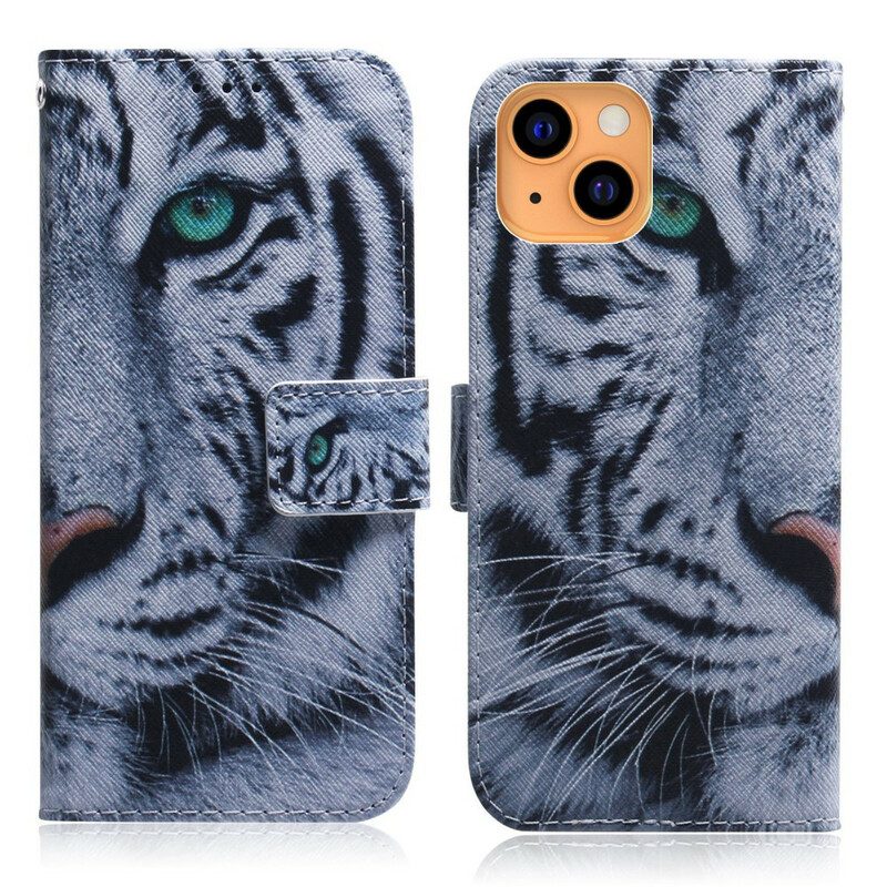 Custodia in pelle iPhone 13 Mini Faccia Da Tigre