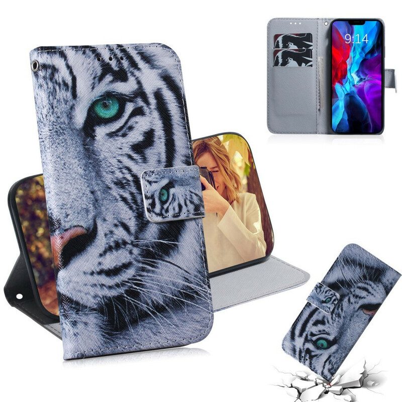 Custodia in pelle iPhone 13 Mini Faccia Da Tigre