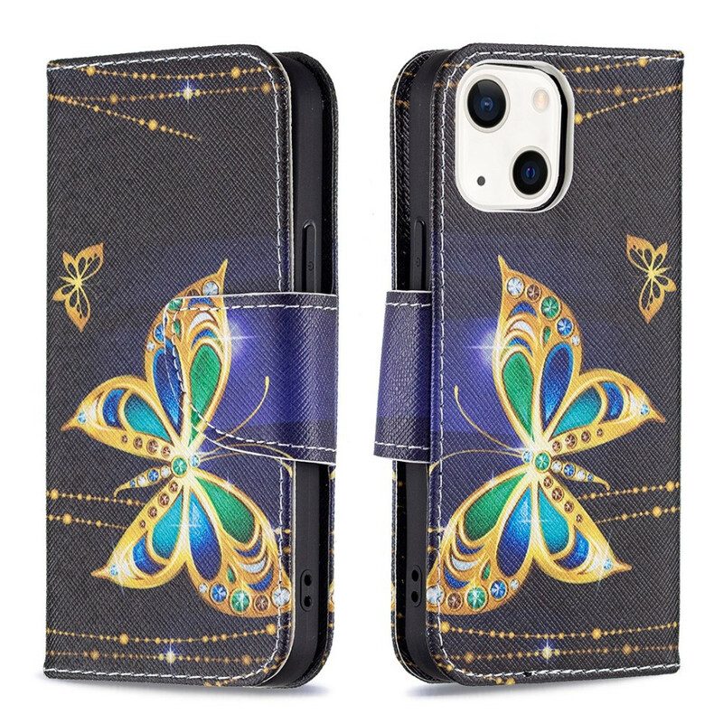 Custodia in pelle iPhone 13 Mini Farfalla Magica