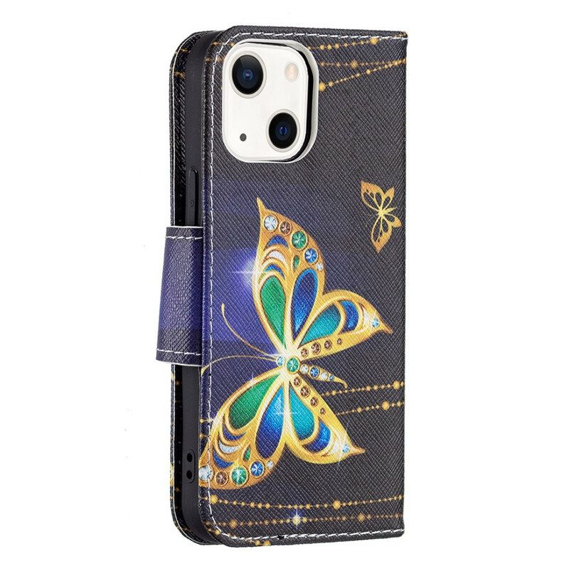 Custodia in pelle iPhone 13 Mini Farfalla Magica