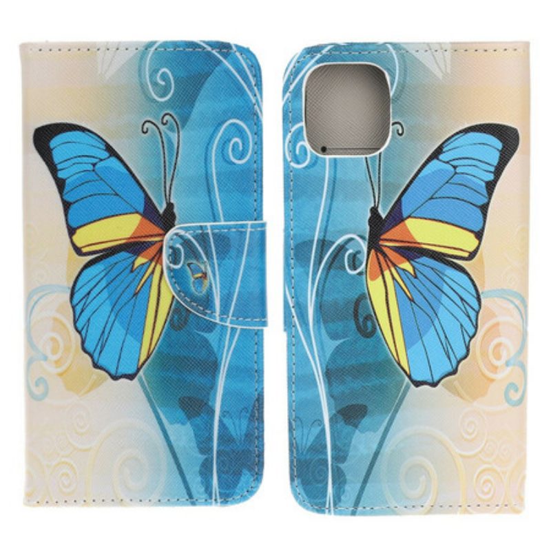 Custodia in pelle iPhone 13 Mini Farfalle