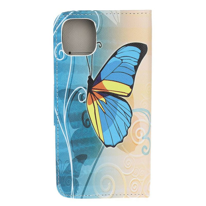 Custodia in pelle iPhone 13 Mini Farfalle