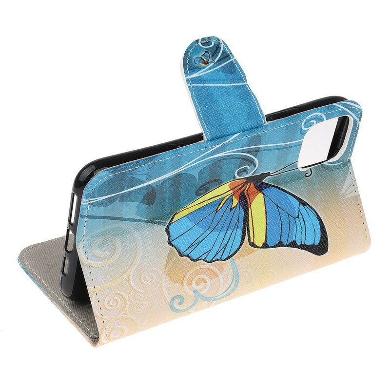 Custodia in pelle iPhone 13 Mini Farfalle