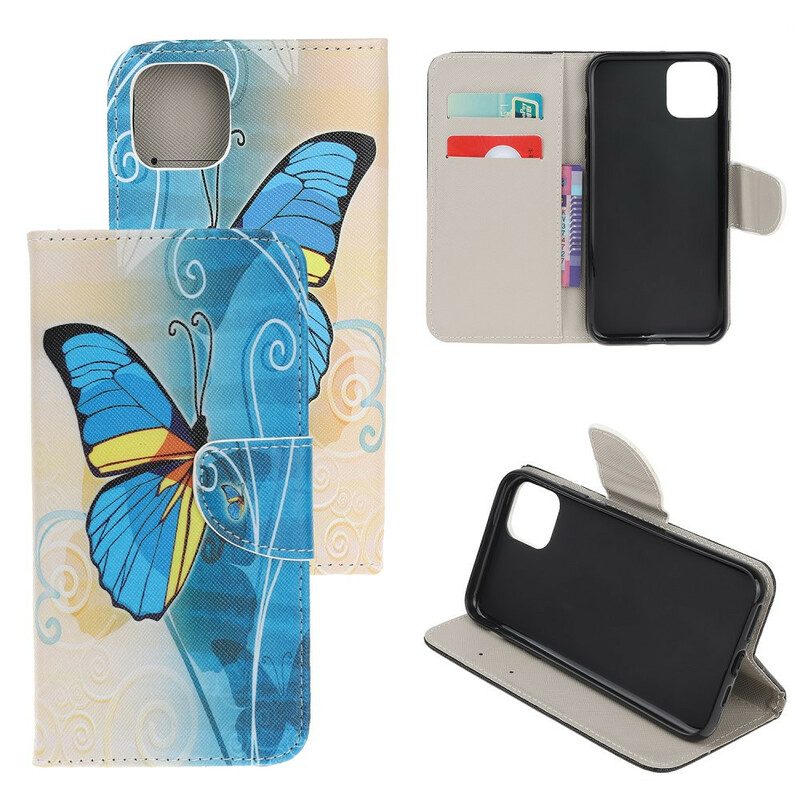 Custodia in pelle iPhone 13 Mini Farfalle