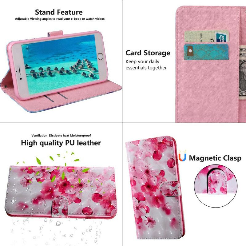 Custodia in pelle iPhone 13 Mini Fiore Punto Luce Fiori