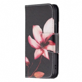 Custodia in pelle iPhone 13 Mini Fiore Rosa