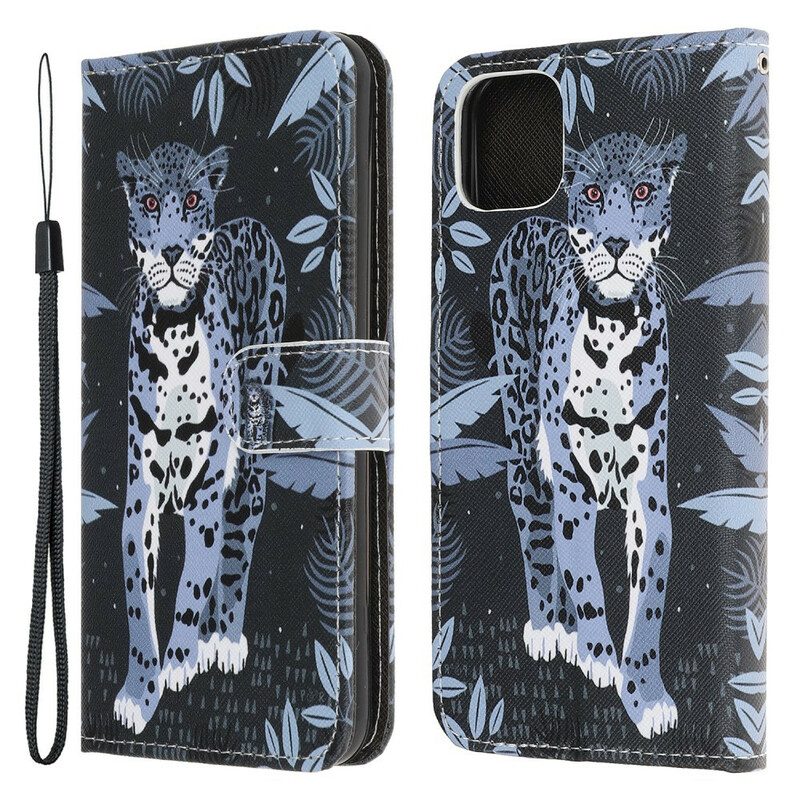 Custodia in pelle iPhone 13 Mini Leopardo Con Spalline