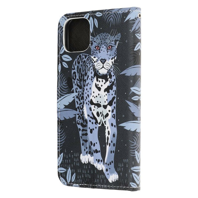 Custodia in pelle iPhone 13 Mini Leopardo Con Spalline