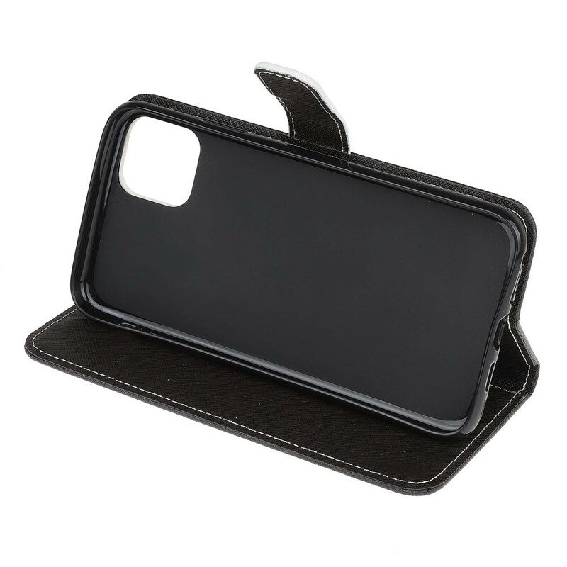 Custodia in pelle iPhone 13 Mini Lupo In Inverno Con Cordino