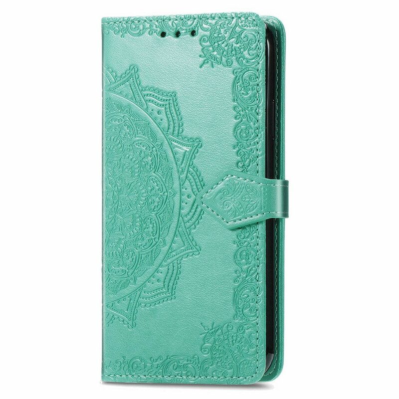 Custodia in pelle iPhone 13 Mini Mandala Medioevo