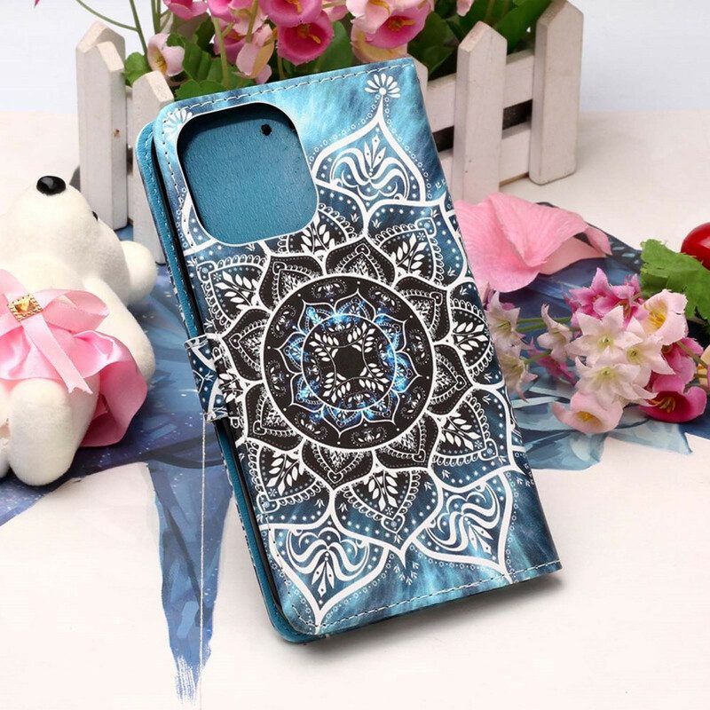 Custodia in pelle iPhone 13 Mini Mandala Nel Cielo