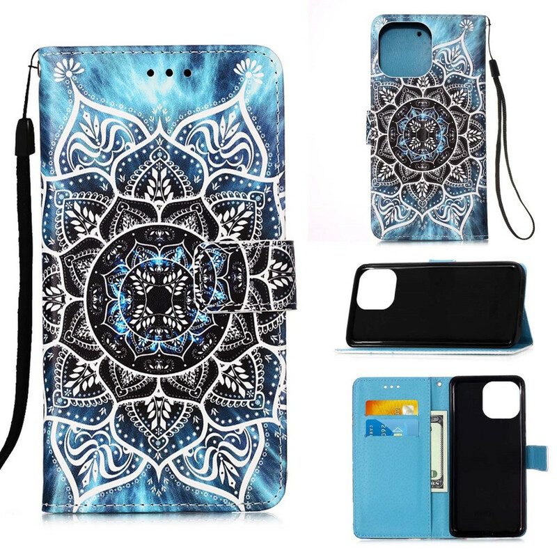 Custodia in pelle iPhone 13 Mini Mandala Nel Cielo