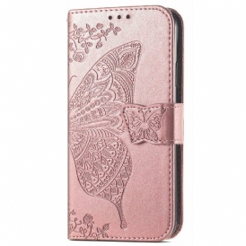 Custodia in pelle iPhone 13 Mini Mezze Farfalle