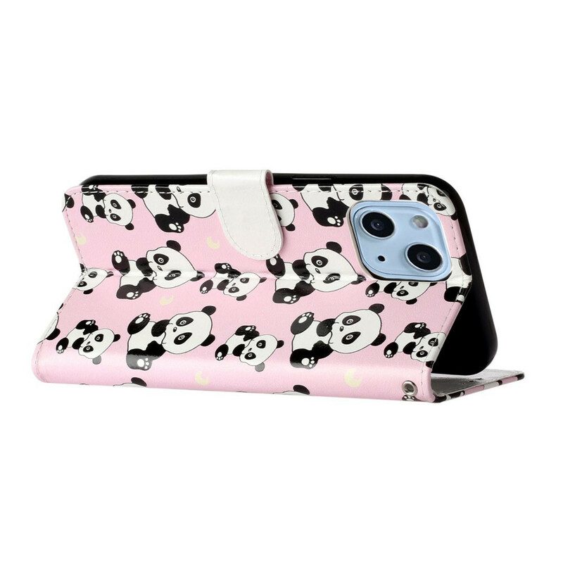 Custodia in pelle iPhone 13 Mini Panda Multipli