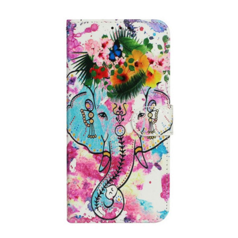 Custodia in pelle iPhone 13 Mini Pittura Dell'elefante