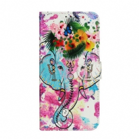 Custodia in pelle iPhone 13 Mini Pittura Dell'elefante