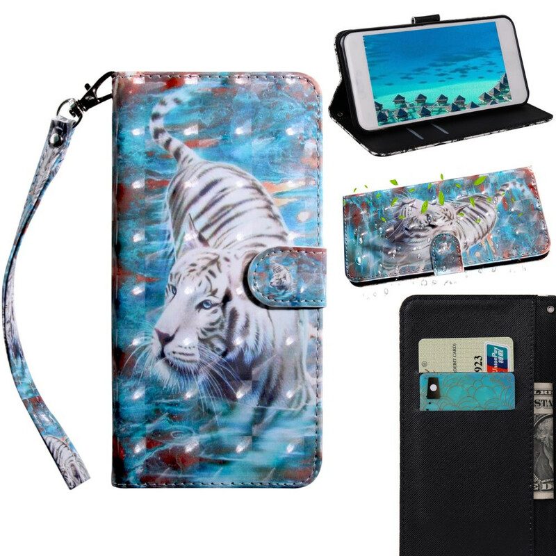 Custodia in pelle iPhone 13 Mini Punto Luminoso Lucien La Tigre