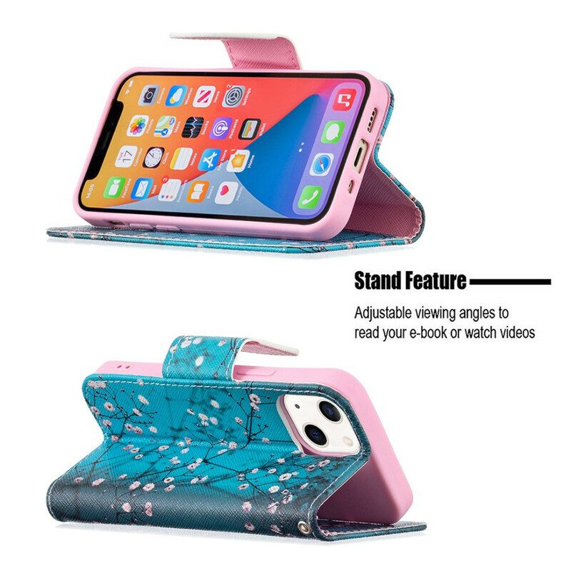 Custodia in pelle iPhone 13 Mini Ramo Fiorito