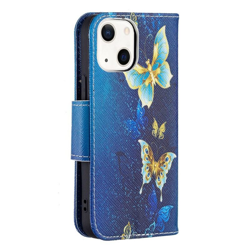 Custodia in pelle iPhone 13 Mini Re Farfalle