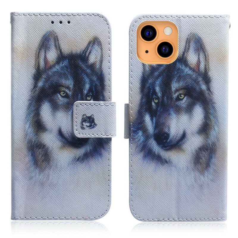 Custodia in pelle iPhone 13 Mini Sguardo Canino