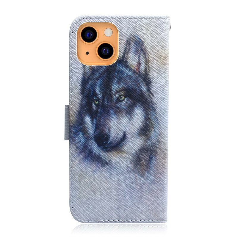 Custodia in pelle iPhone 13 Mini Sguardo Canino