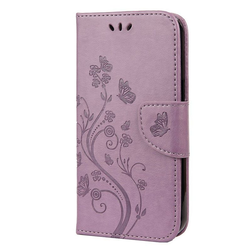 Custodia in pelle iPhone 13 Mini Strappy Floreale